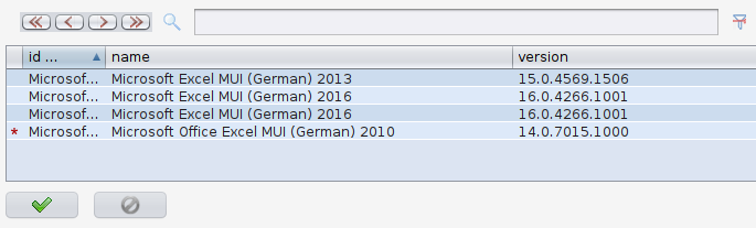 Software-Tabelle: einem Pool zugeordnete Software-Items anzeigen