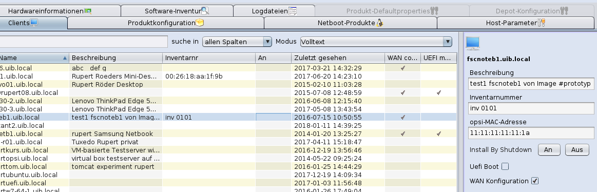 opsi-configed: Erweiterte Spaltensicht für opsi-Clients