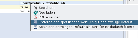 opsi-configed: Tab Hostparameter (Kontextmenü eines Clienteintrags)