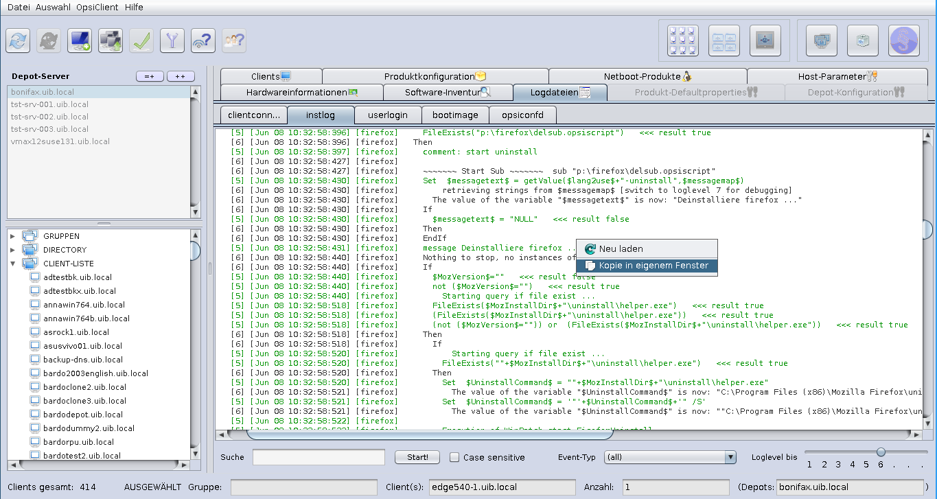 opsi-configed: Tab Logdateien