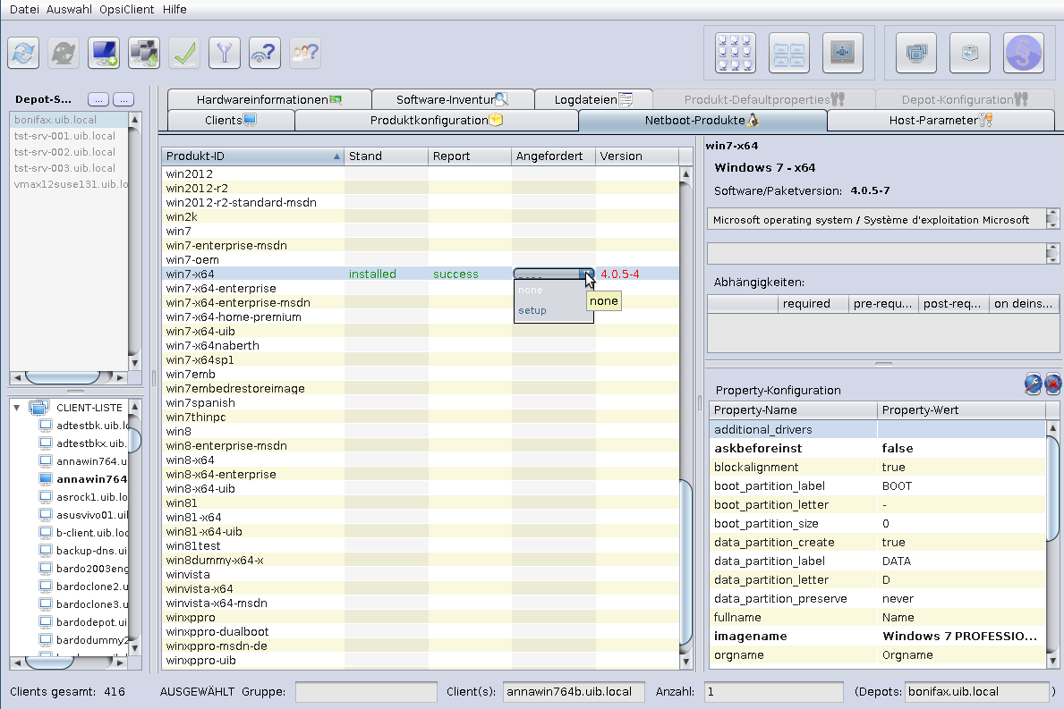 opsi-configed: Tab Netboot-Produkte