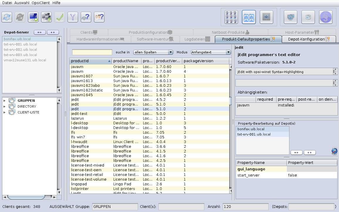 opsi-configed: Produkt-Defaultproperties: jEdit