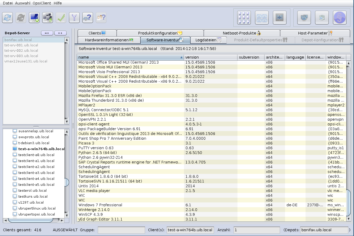 opsi-configed: Tab Software-Inventarisierung