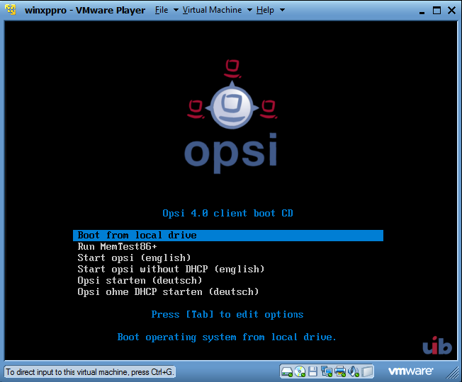 Screenshot: Startbild opsi-client-boot-cd