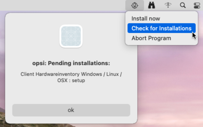 Auch unter macOS gibt es ein Systray-Programm, das Sie über die rechte Maustaste steuern.