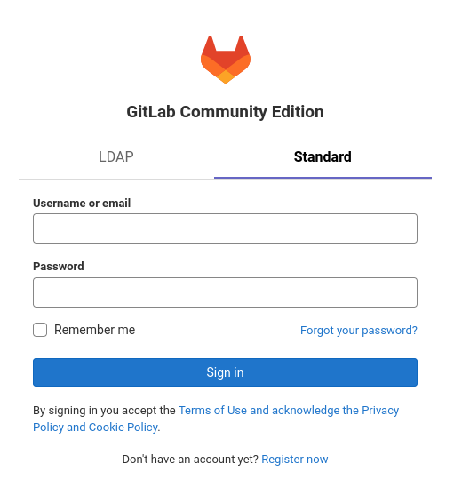 Login bei der opsi-GitLab-Instanz