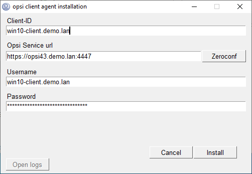 Client-Agent-Installation unter Windows