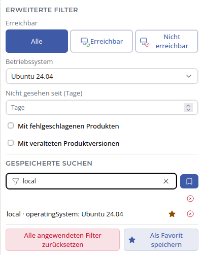OPSI-WebGUI: Erweiterte Filter