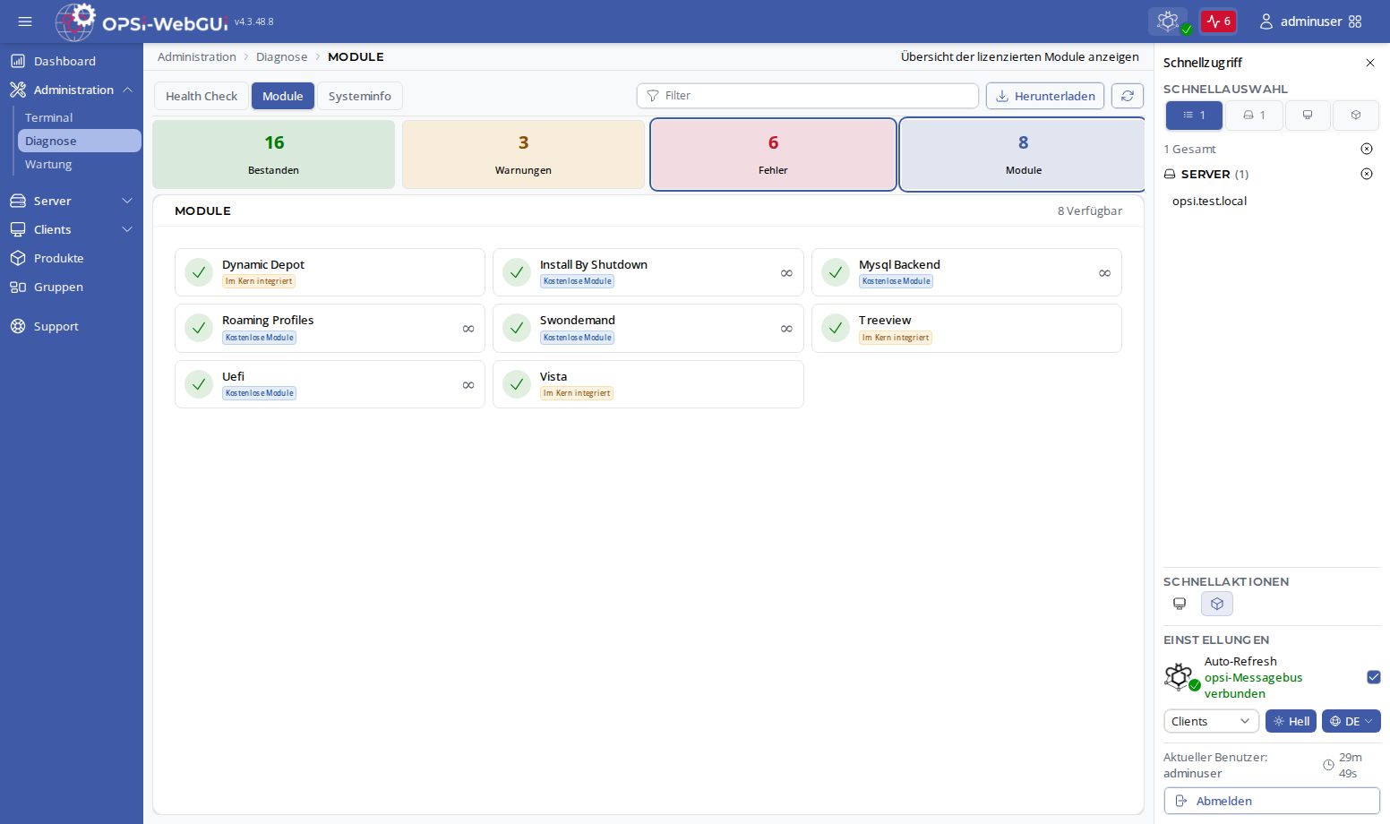 OPSI-WebGUI: Module