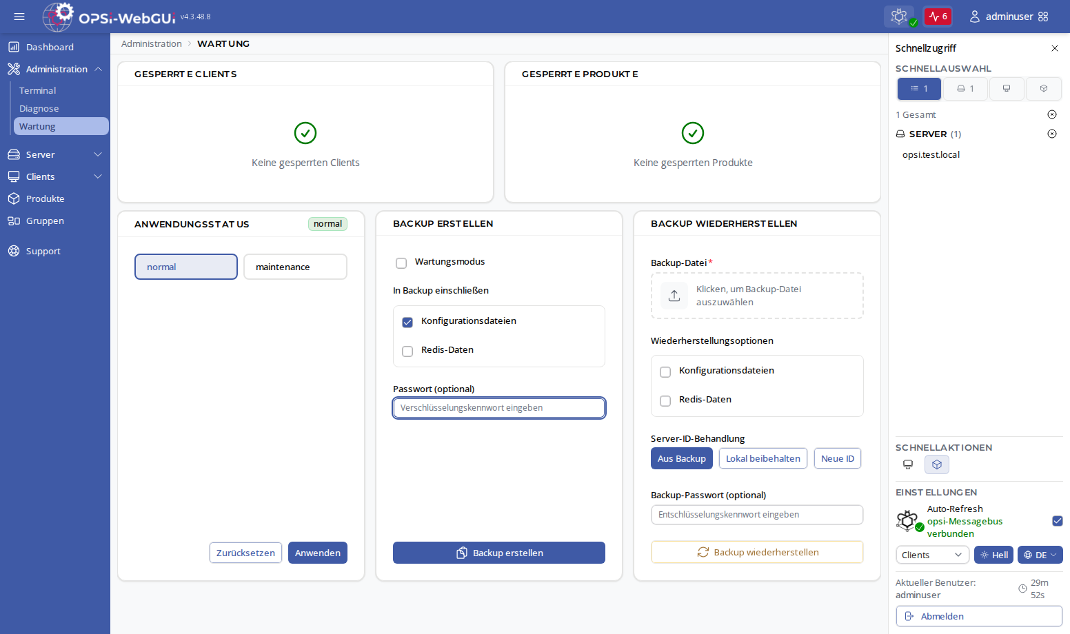 OPSI-WebGUI: Wartung