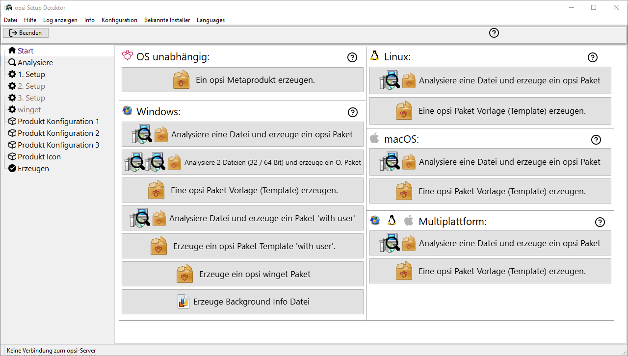 Startseite mit Button Produkt-Background Info