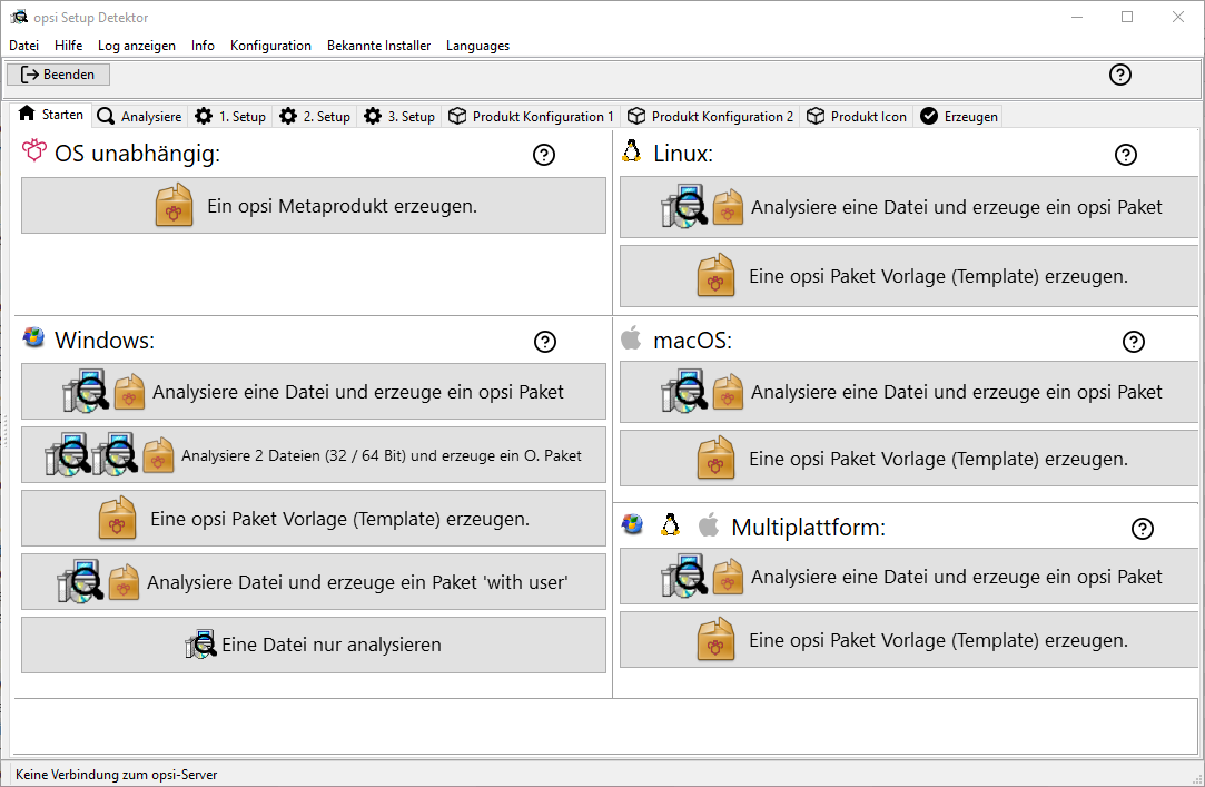 Die *opsi-setup-detector*-Startseite