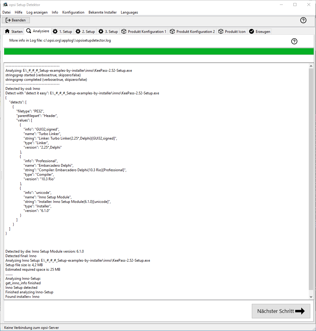 Der *opsi-setup-detector* hat eine Datei analysiert.