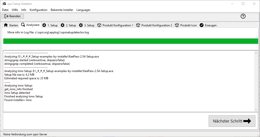 Der *opsi-setup-detector* hat eine Datei analysiert.