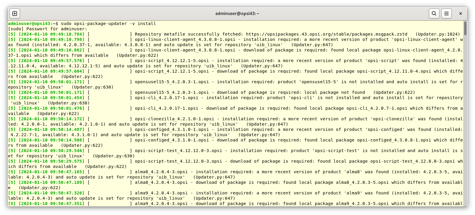 Installieren Sie die Standard-Produkte auf Ihrem opsi-Server.