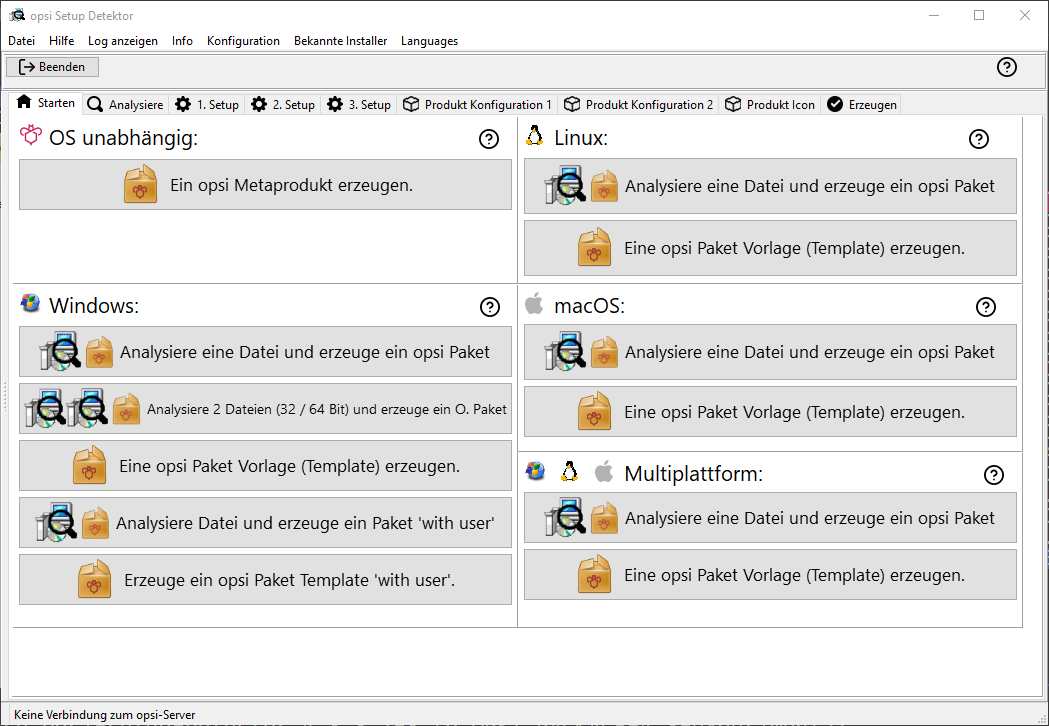 Die *opsi-setup-detector*-Startseite