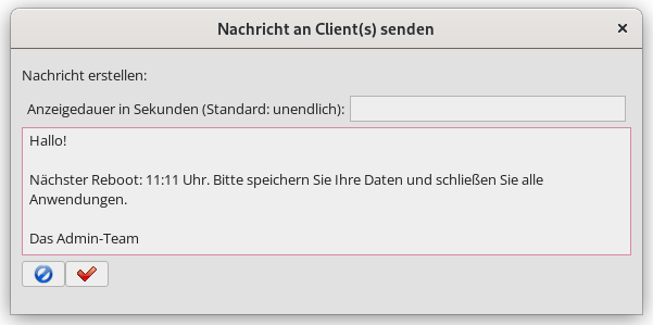 *opsi-configed*: Nachricht an Client(s) verschicken