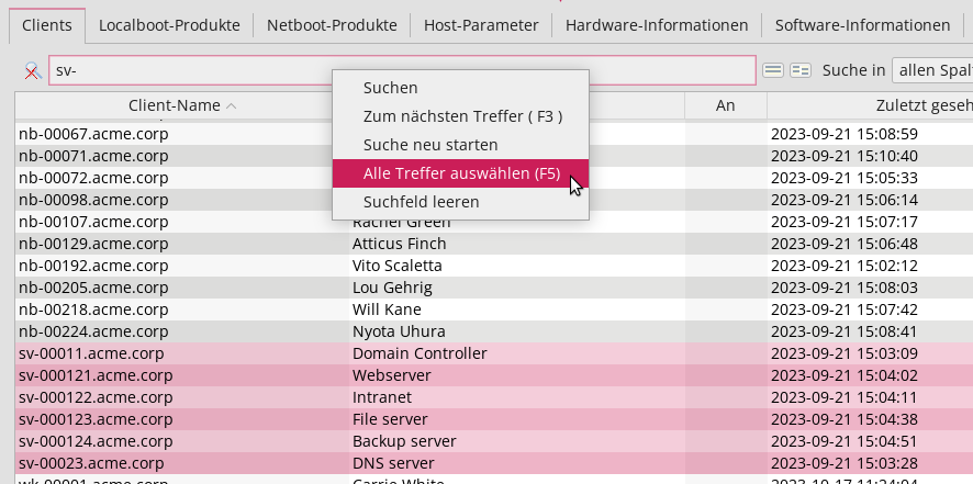 *opsi-configed*: Suchfunktion für Clientauswahl