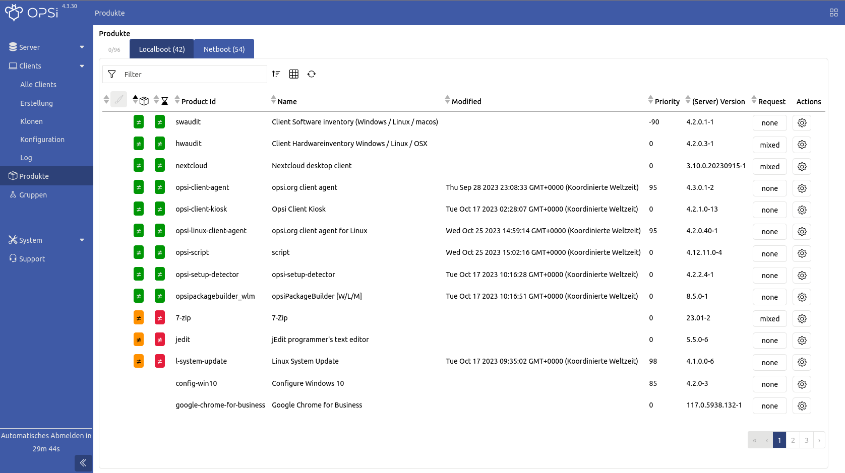 WebGUI: Localboot- und Netboot-Produkte