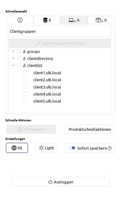 WebGUI: Quick Panel/Schnellnavigation