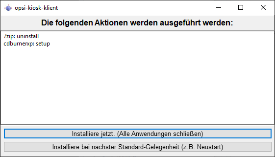 enster zur sofortigen Aktionsausführung