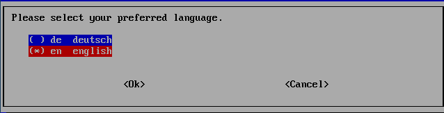 Screenshot: Language selection