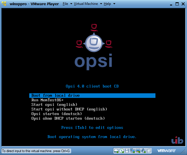 Screenshot: Start image opsi-client-boot-cd