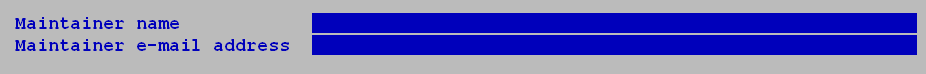 Screenshot: Input of the maintainer data