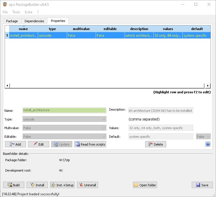 Product variables tab (Properties)