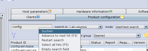 opsi-configed: Product search with context menu