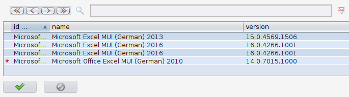 Software Table: displaying software items assigned to a pool