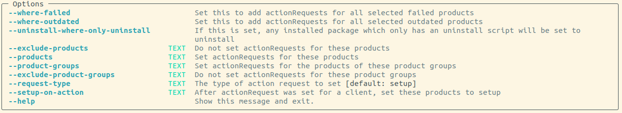 Output: opsi-cli client-action --help
