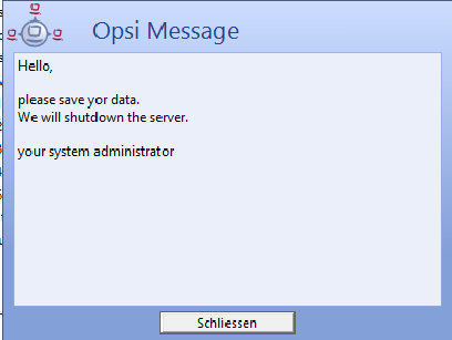 opsi-configed:  opsi message display dialog