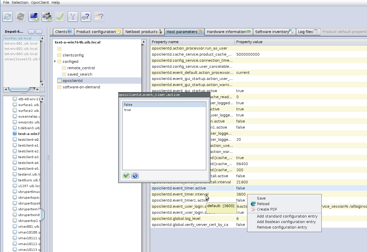 opsi configed hostparameters