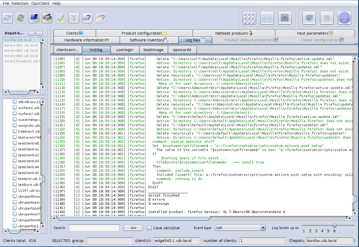 opsi-configed: Display of the log file in the opsi-configed