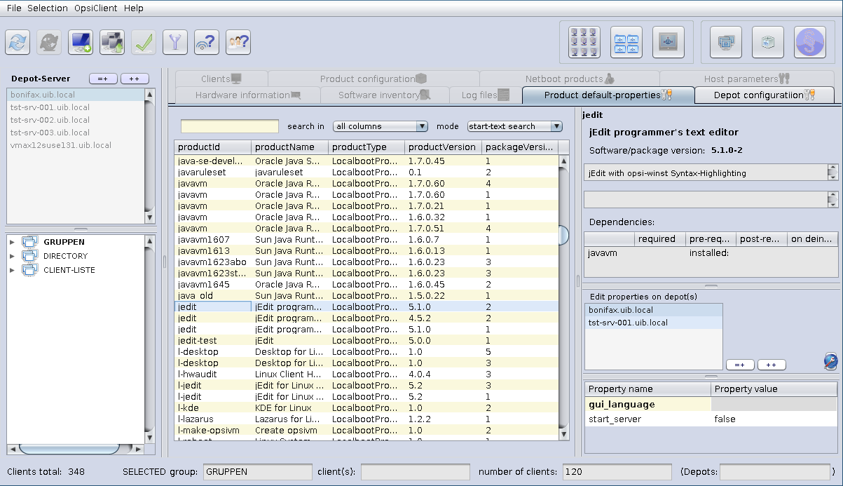 opsi-configed: Product default properties