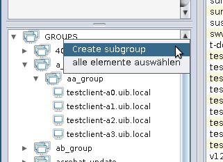 opsi-configed: Using the context menu to create a new subgroup