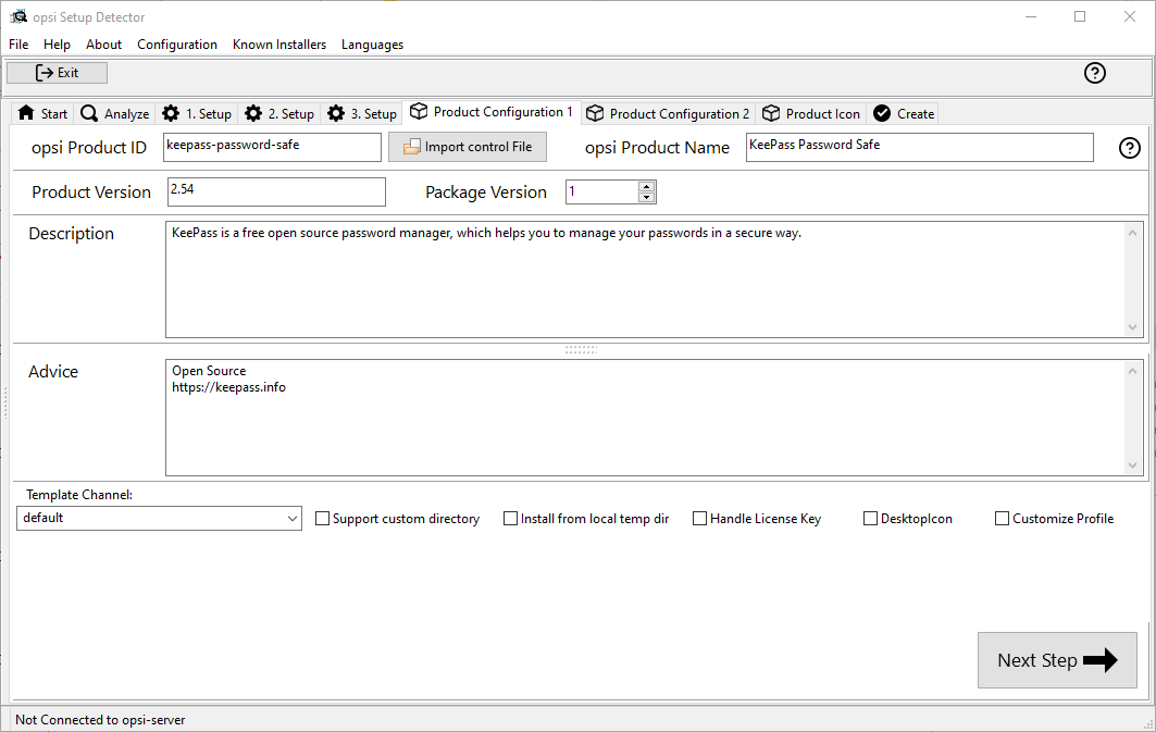 Product configuration 1