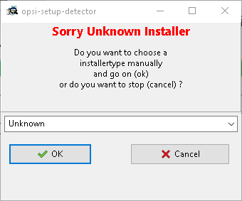 The *Sorry Unknown Installer* Dialog