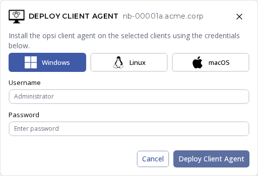 OPSI-WebGUI: Deploy Client Agent