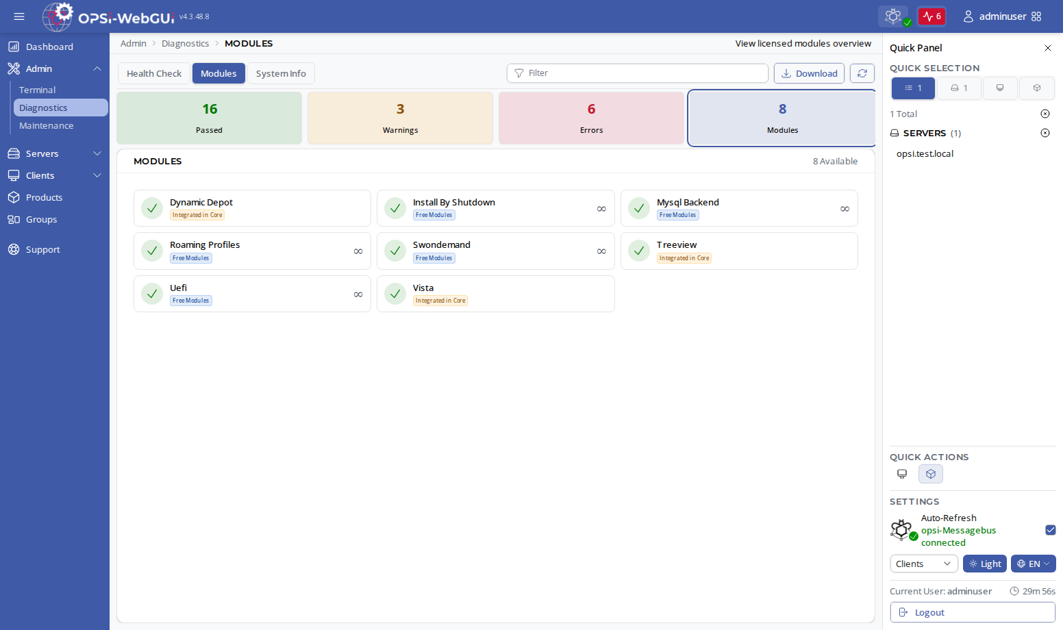 OPSI-WebGUI: Modules