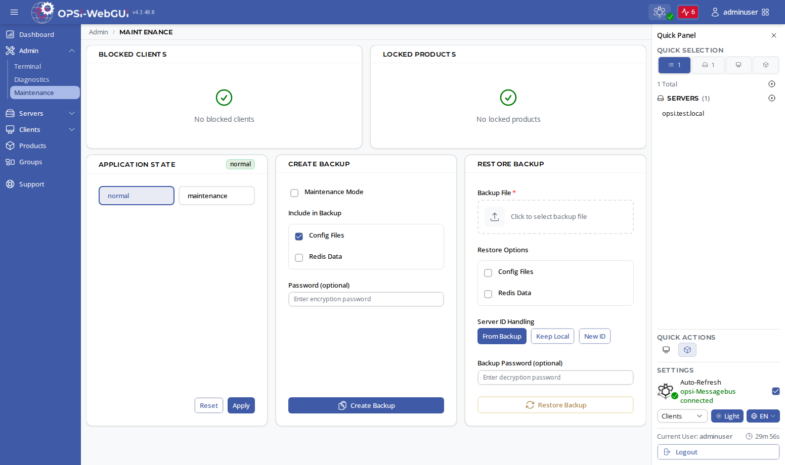 OPSI-WebGUI: Maintenance