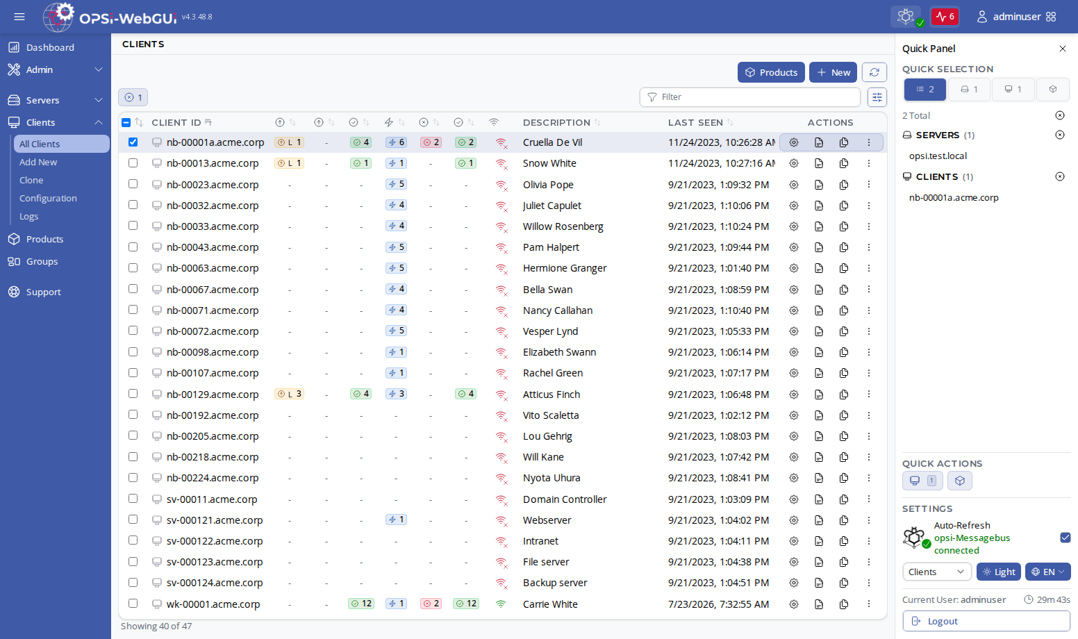 OPSI-WebGUI: Client view