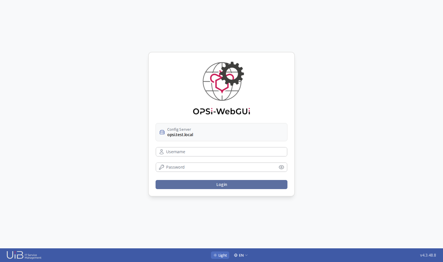 OPSI-WebGUI: Login page