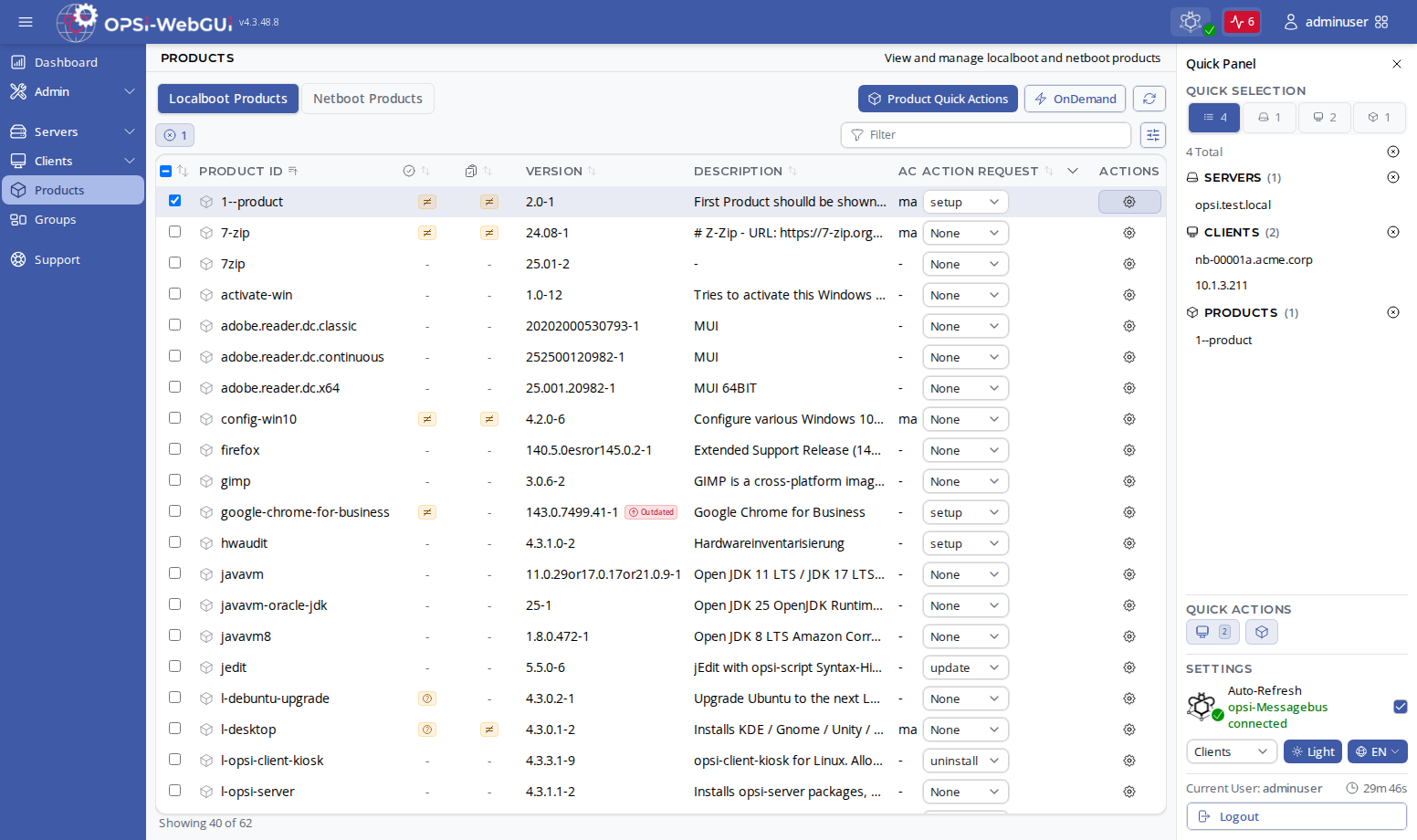 OPSI-WebGUI: Products