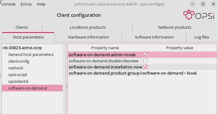 configed hostparameters