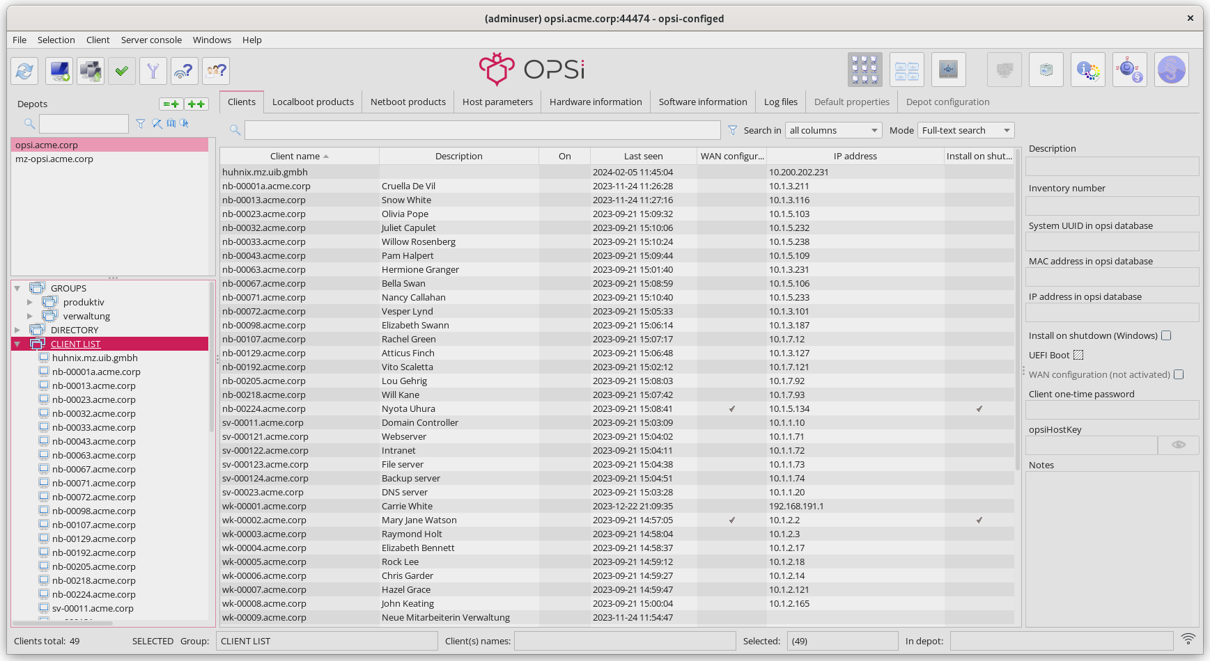 *opsi-configed*: Extended Column View for opsi Clients