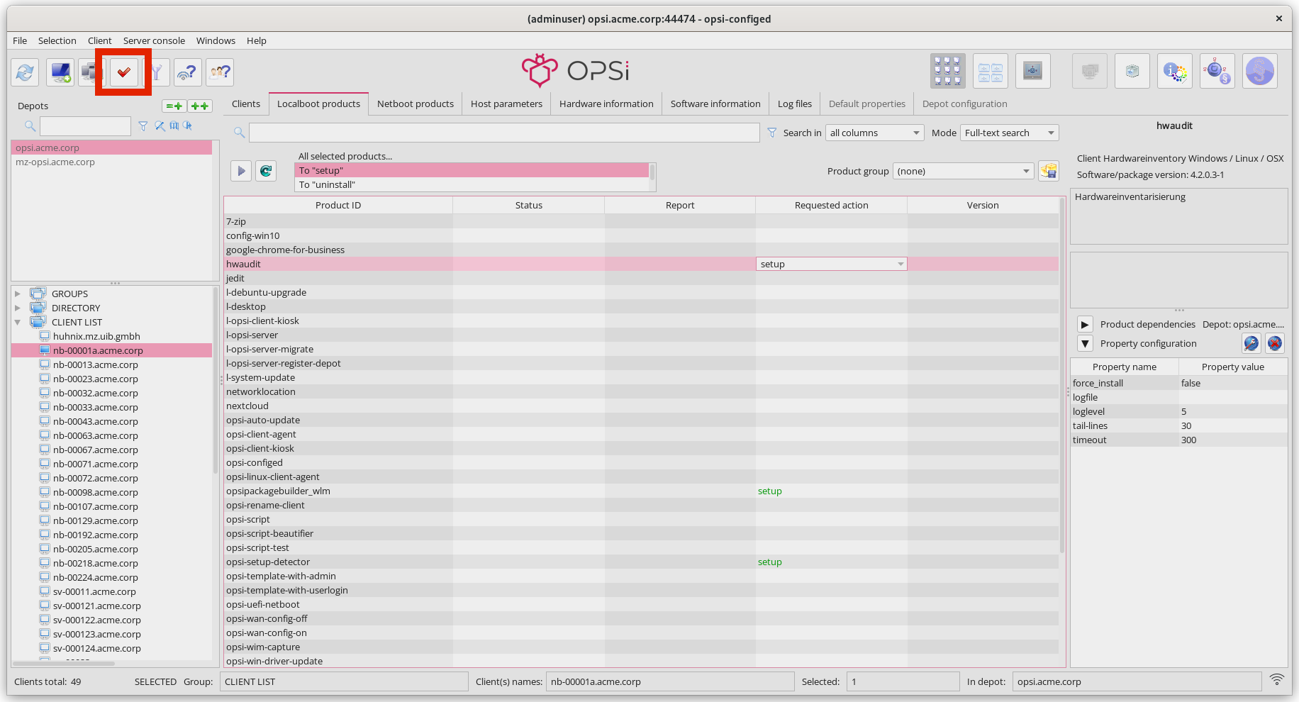 Select *setup* for the two Products and confirm your Changes.