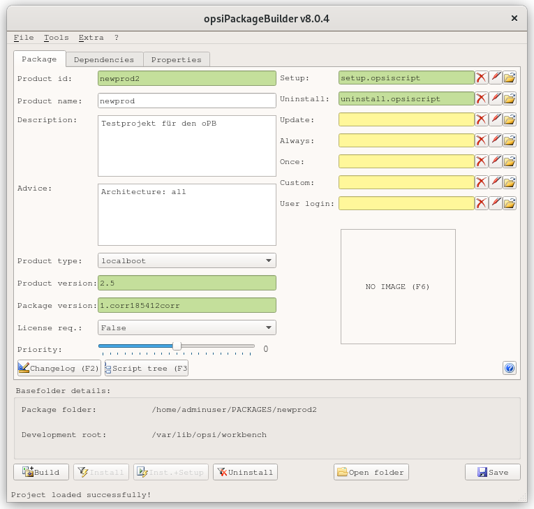 Open an existing opsi Package.