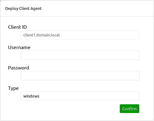 WebGUI: Deploy Client Agent